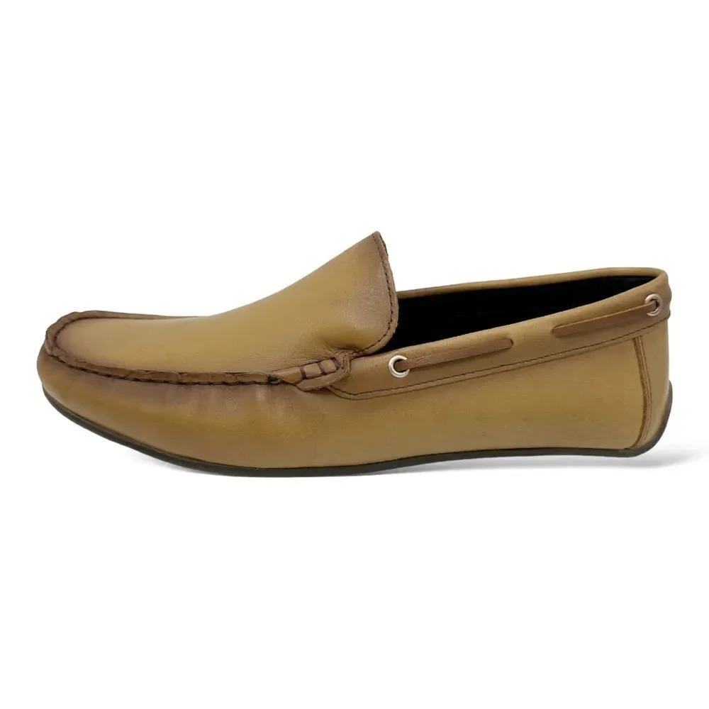 MJNY Marc Joseph Tan Plain Slip-On Driving‎ Moccasin Sz 10